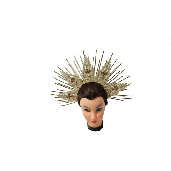 Halo Crown, Sunburst Crown, Embellished Customizable, Gold Halo, Halo Headpiece - Picture 1 of 7